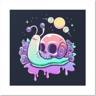 Gothic Pastel Snail Skull Posters and Art